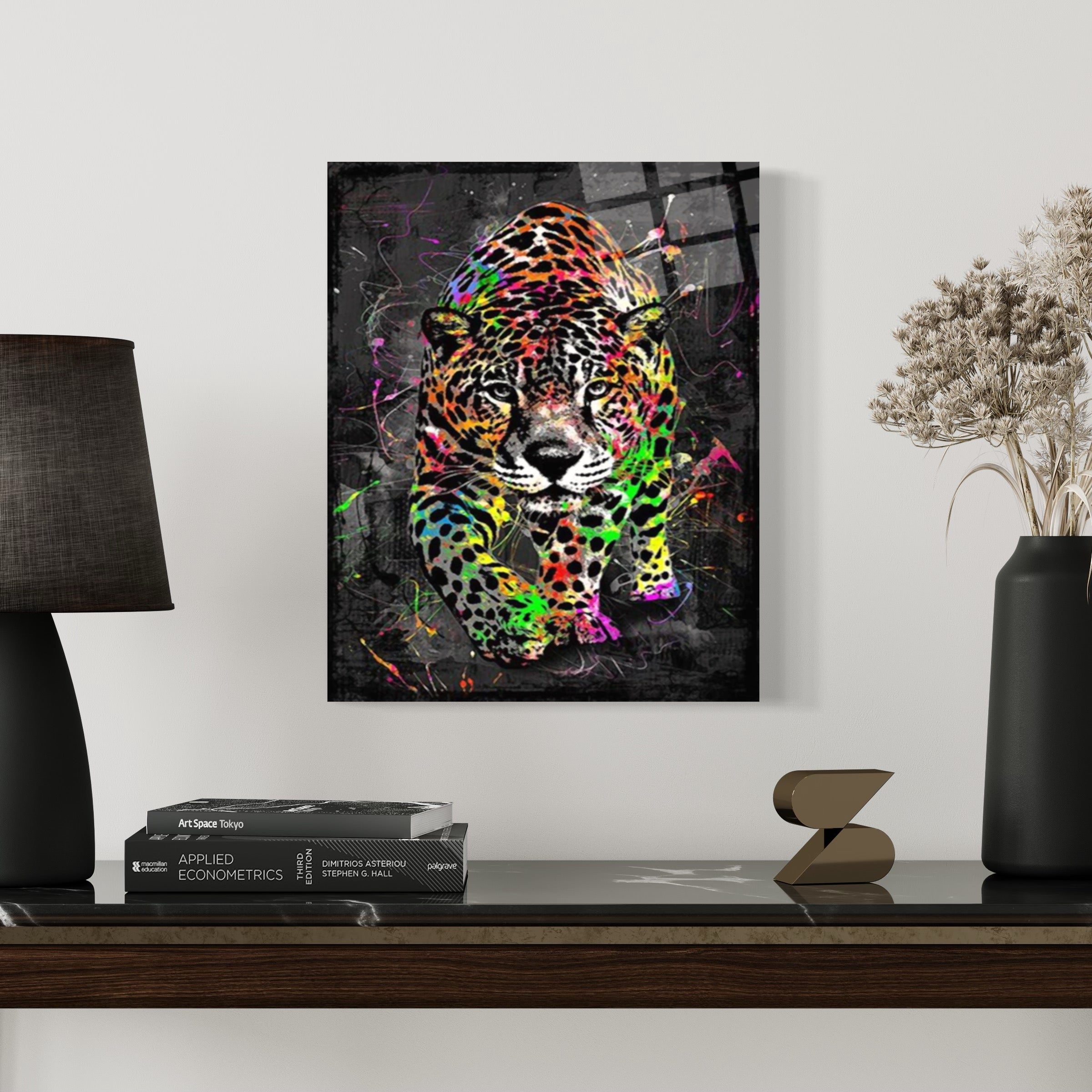 Abstrakte Wandkunst mit Leopardenmuster