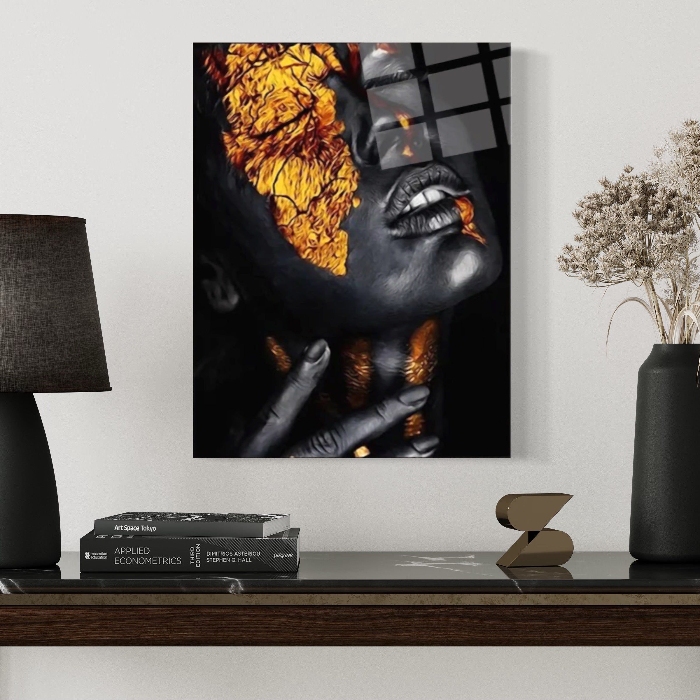 Woman Golden Leaves Wall Art