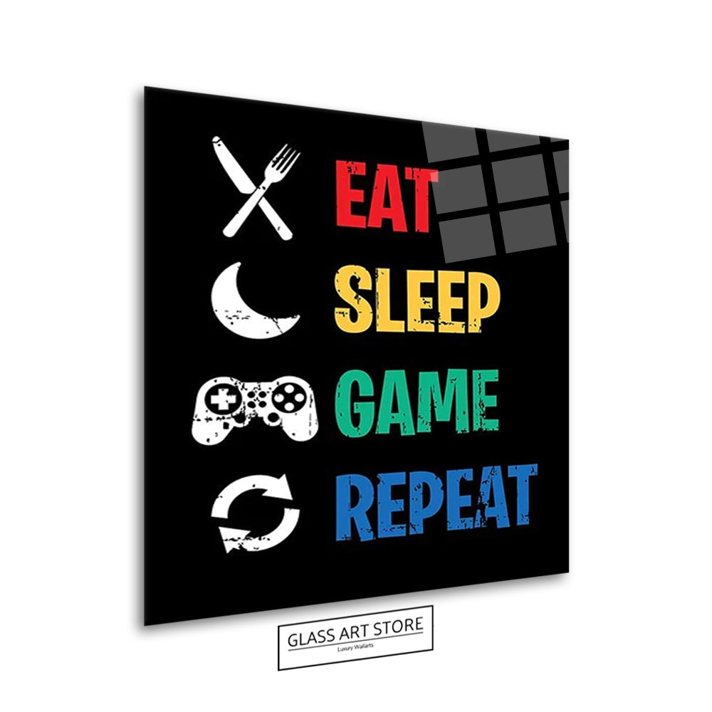 Eat Sleep Game Repeat 2 Wall Art