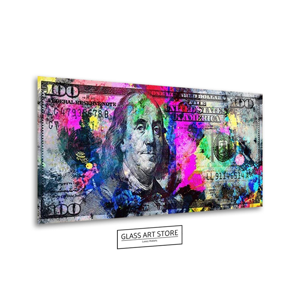 Rosa und schwarze 100-Dollar-Schein-Wandkunst