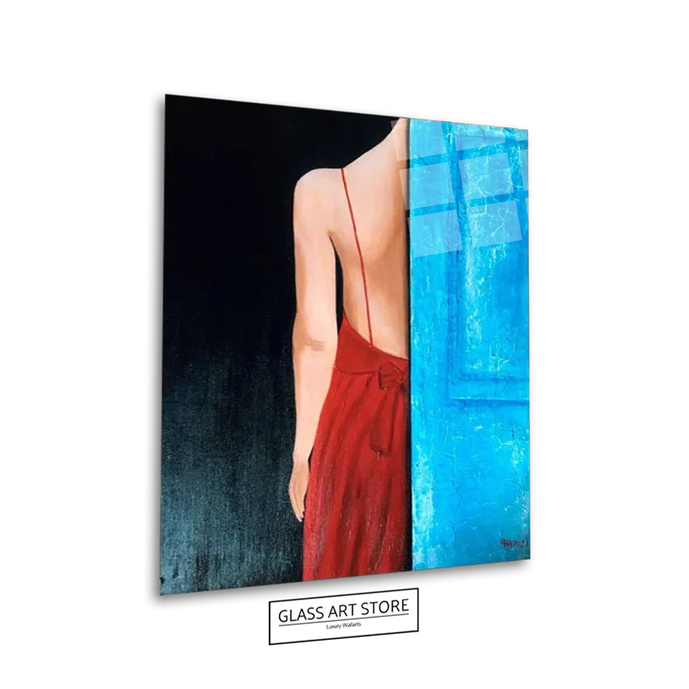 Rotes Kleid Frau Wandkunst