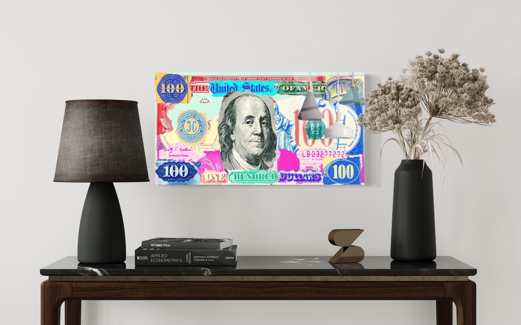 Abstract 100 Dollar Bill 4 Wall Art - Glass Art Store