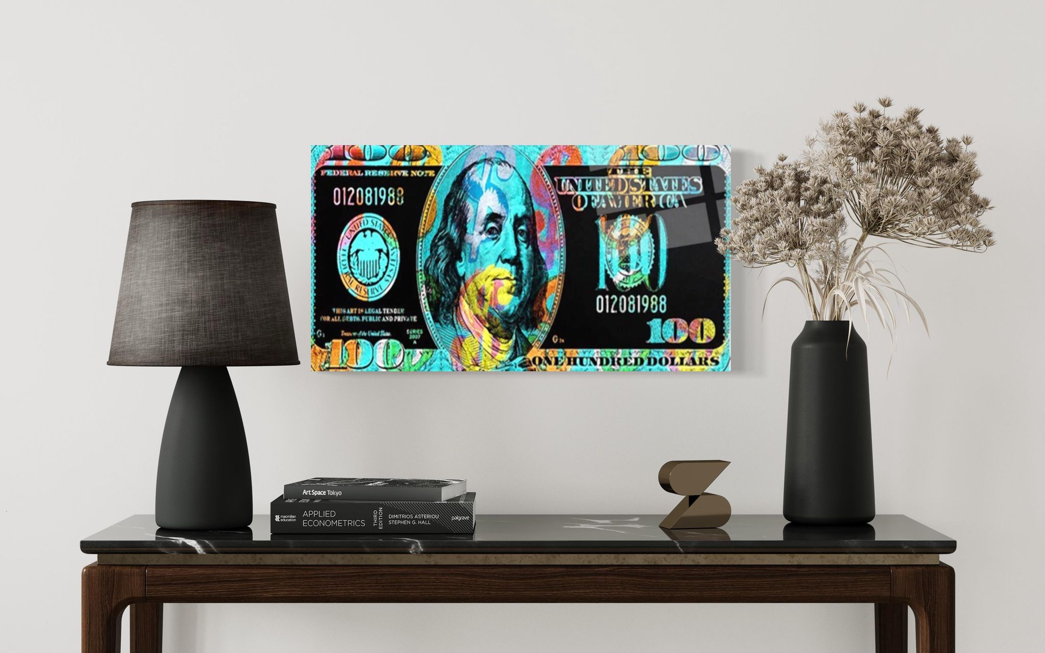Abstract 100 Dollar Bill 2 Wall Art - Glass Art Store