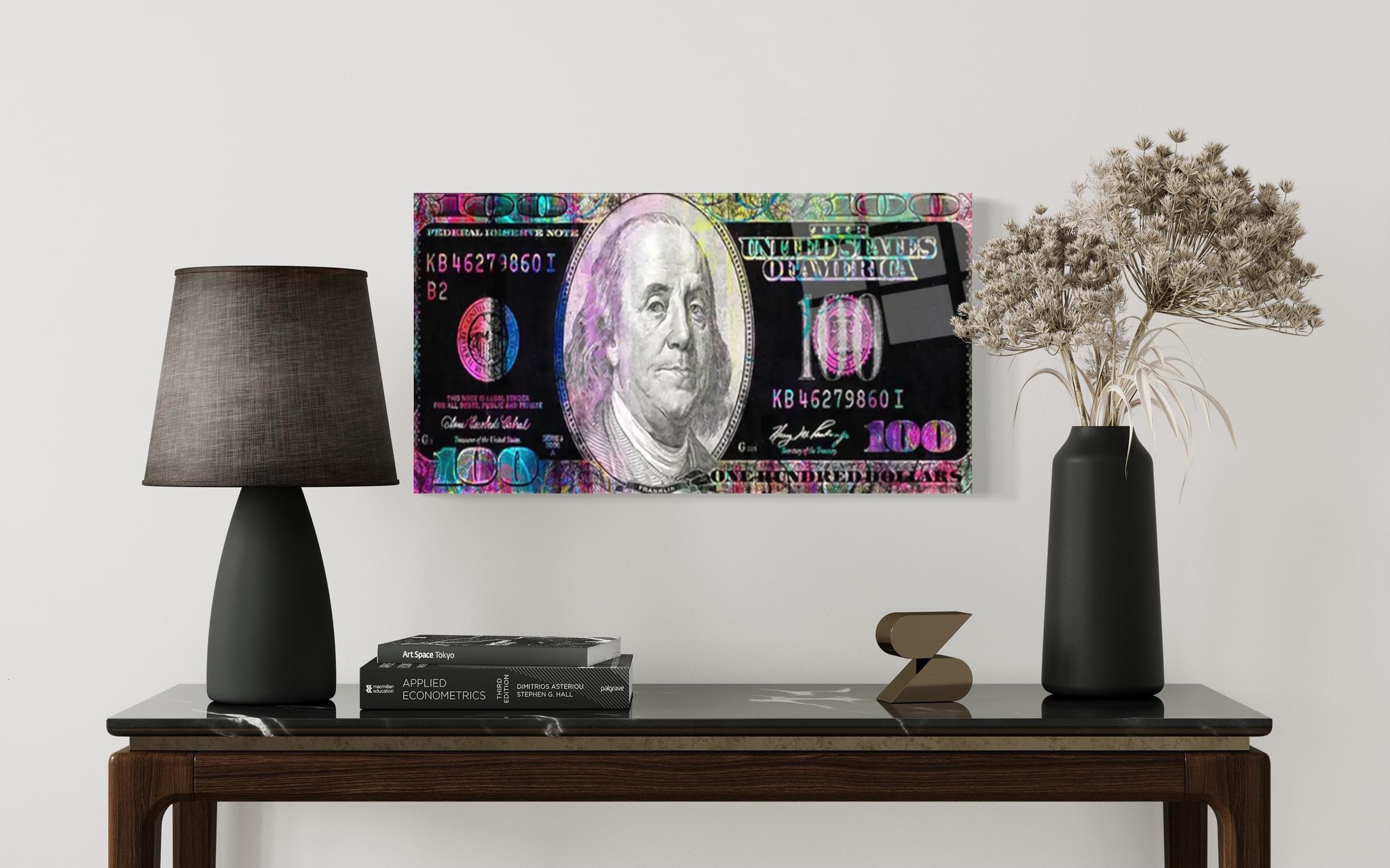 Abstract 100 Dollar Bill 5 Wall Art - Glass Art Store
