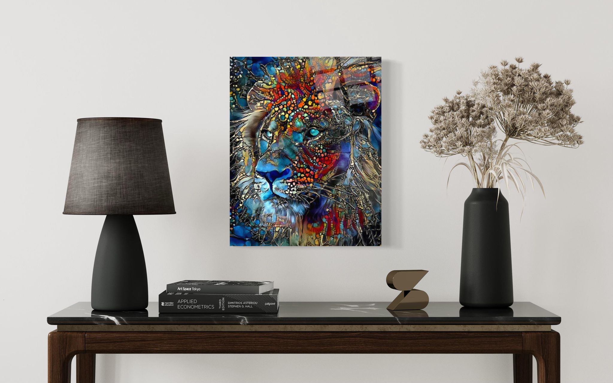 Abstract Lion Blue - Glass Art Store