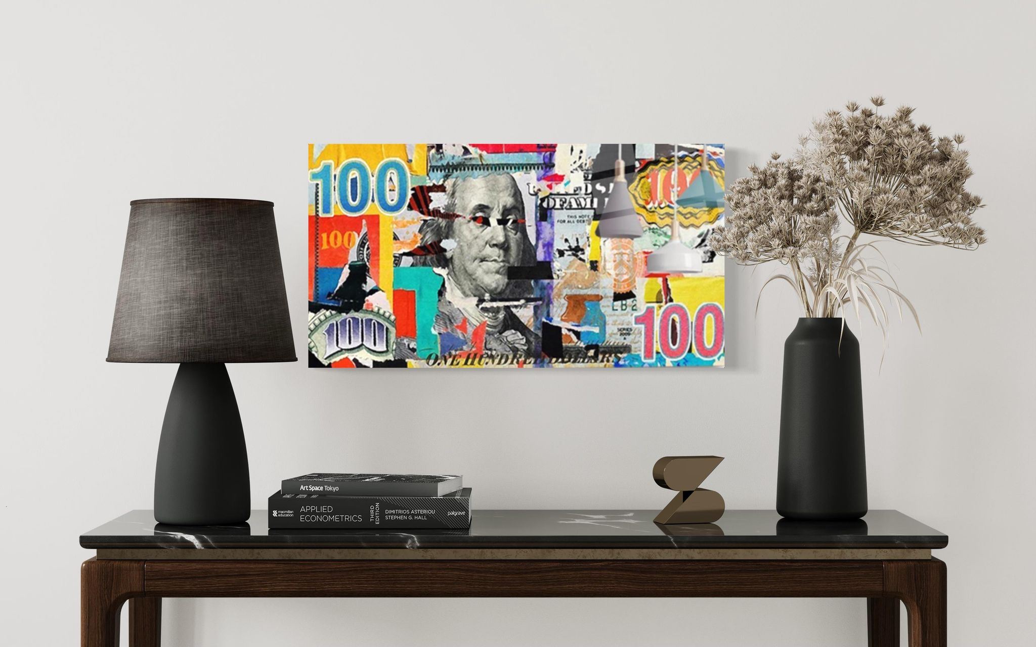 Abstract 100 Dollar Bill 3 Wall Art - Glass Art Store