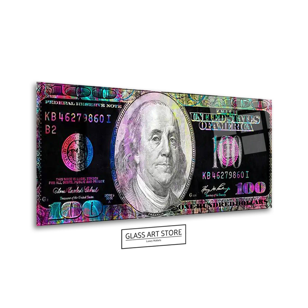 Abstract 100 Dollar Bill 5 Wall Art - Glass Art Store
