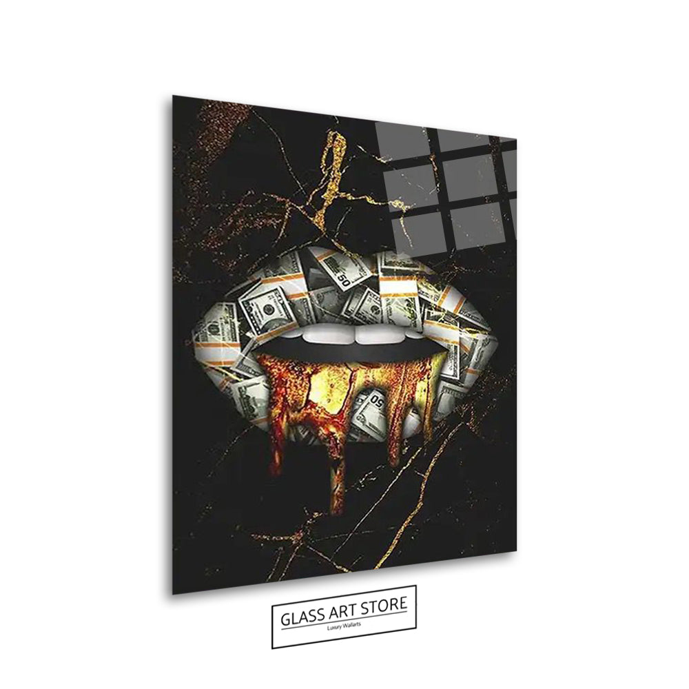 Dollar Lips Golden Honey Wandkunst