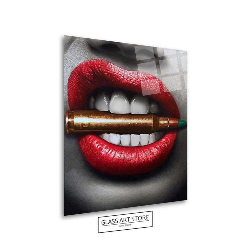 Rote Lippen Bullet Wandkunst