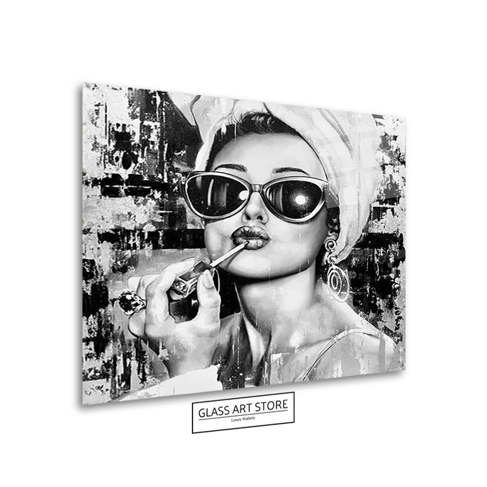 Woman Lipstick Black & White Wall Art