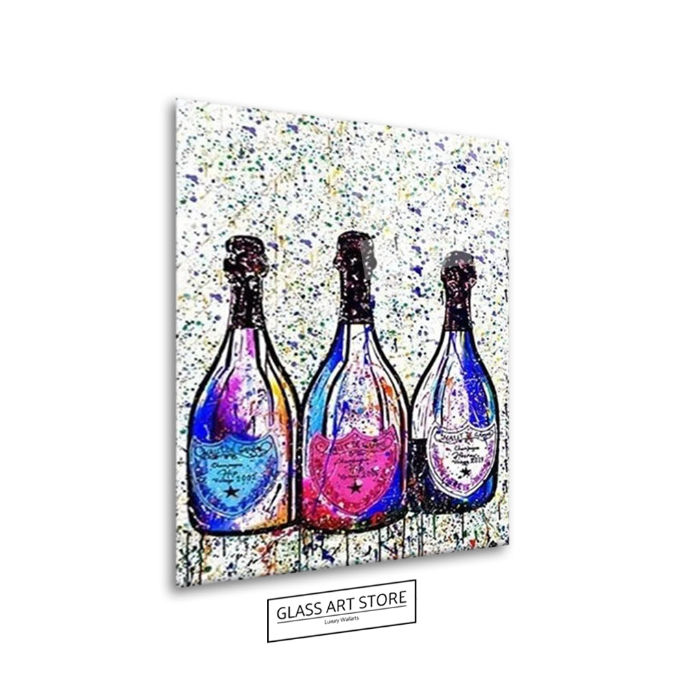 Abstract Bottles Champagne - Glass Art Store