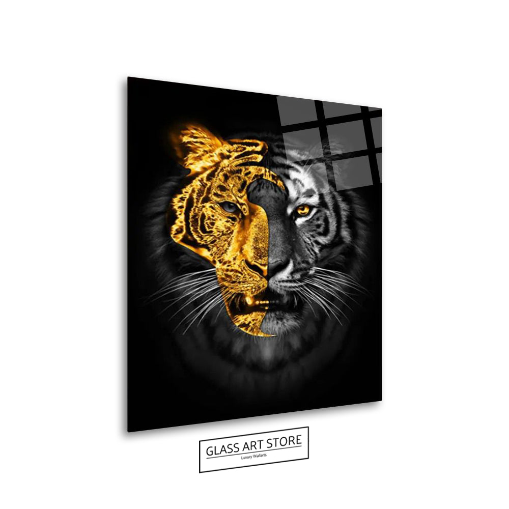 Goldene und schwarze Tiger-Wandkunst