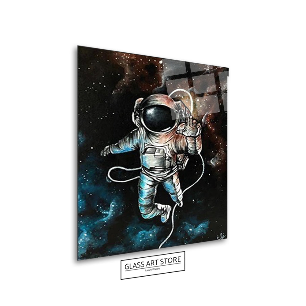 Wandkunst „Astronaut Drifting Away“ – Glaskunstgeschäft