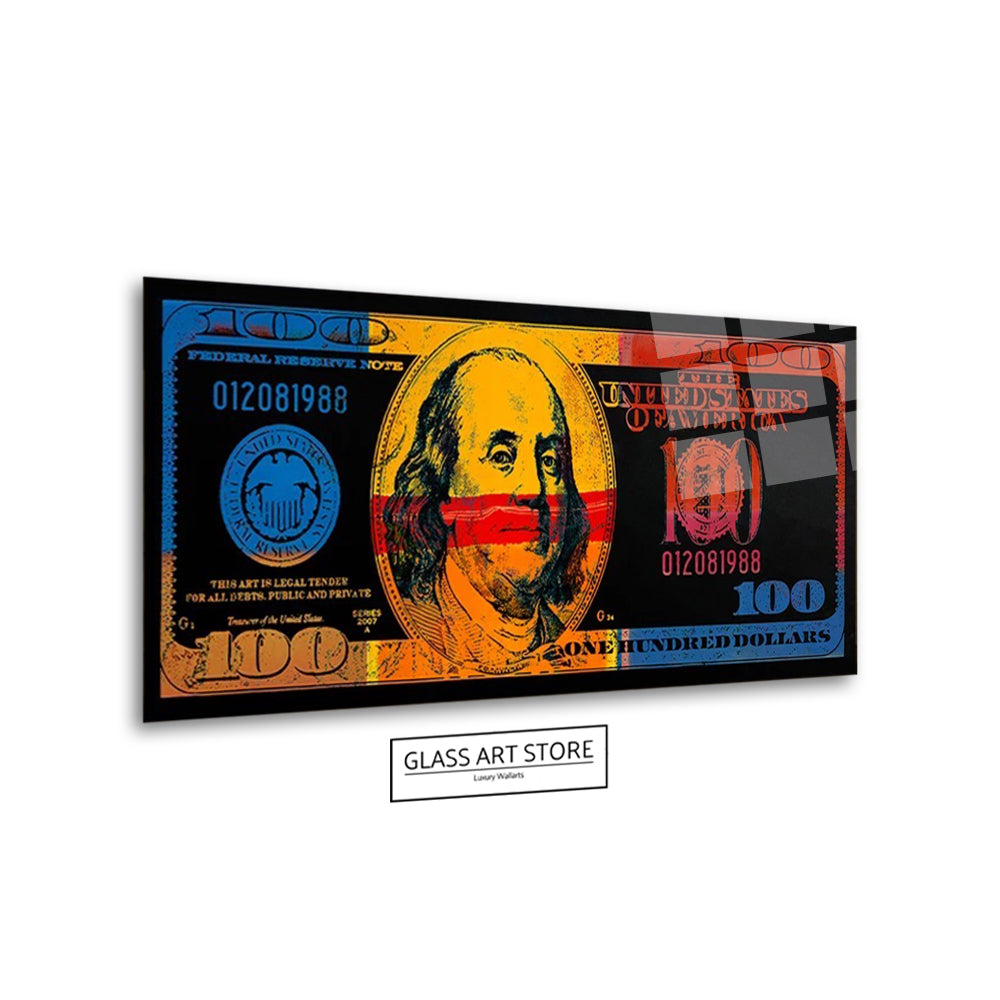 Abstract Blue Red Dollar Bill 6 Wall Art - Glass Art Store