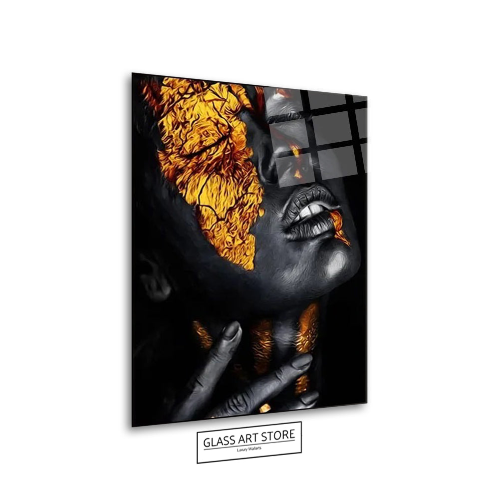 Woman Golden Leaves Wall Art