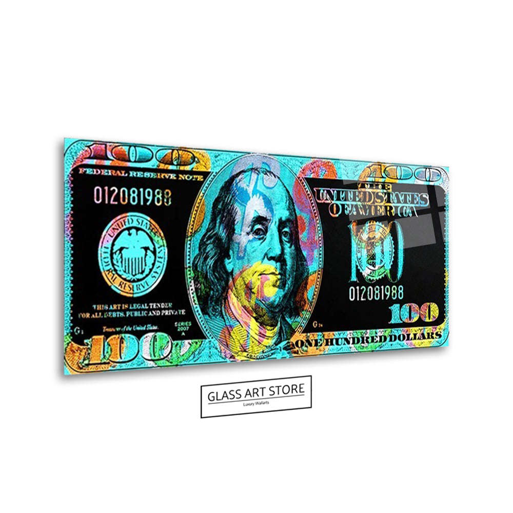 Abstract 100 Dollar Bill 2 Wall Art - Glass Art Store
