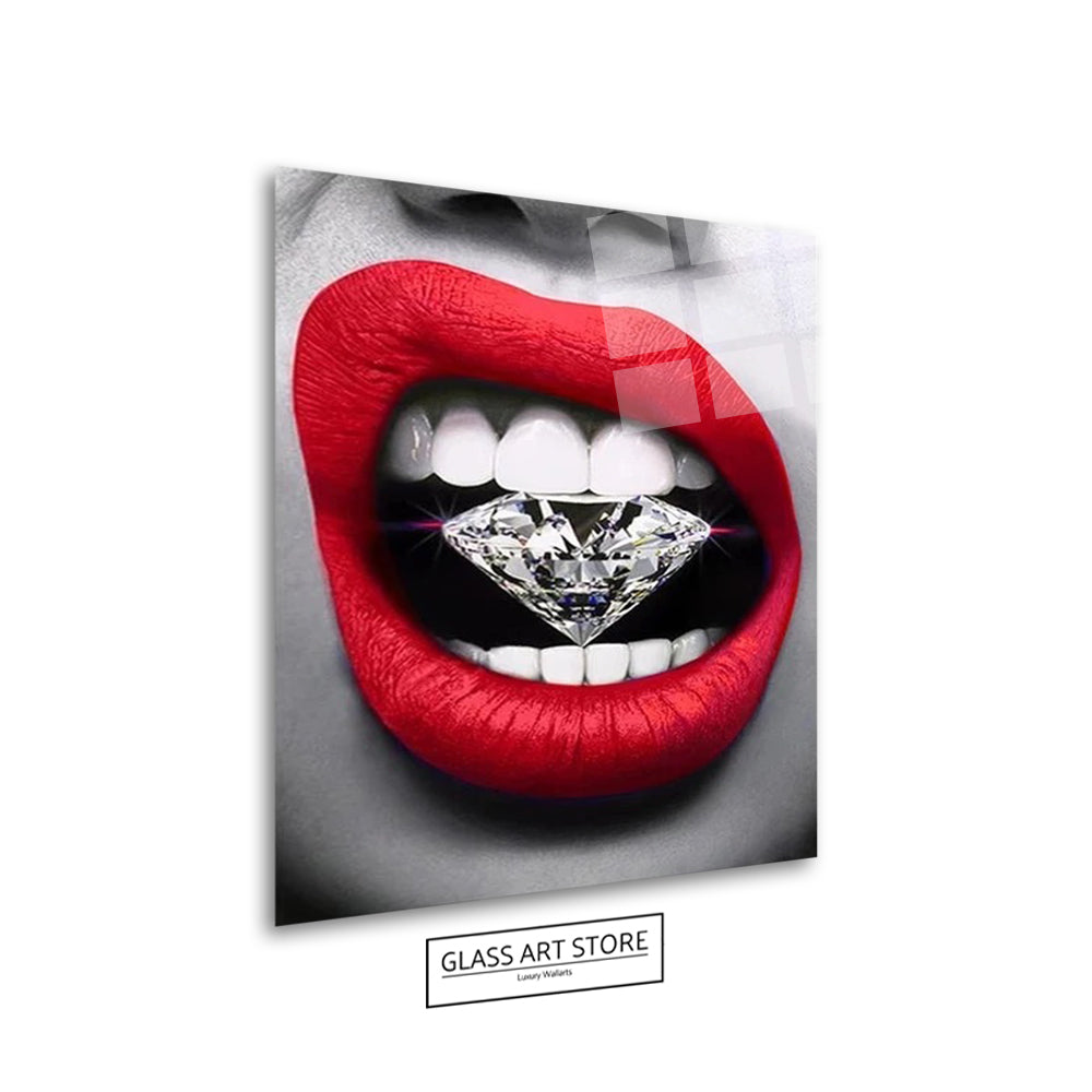 Rote Lippen Diamant-Wandkunst