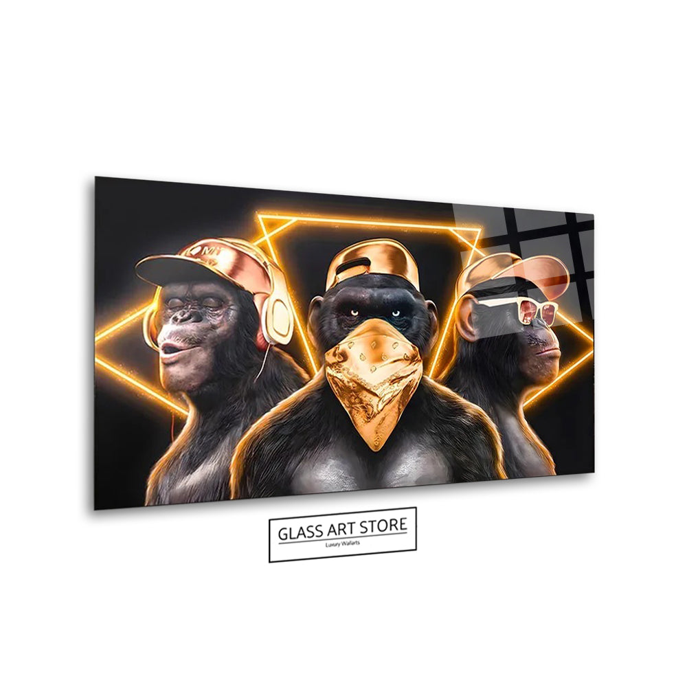 3 Super Monkeys Wall Art - Glass Art Store