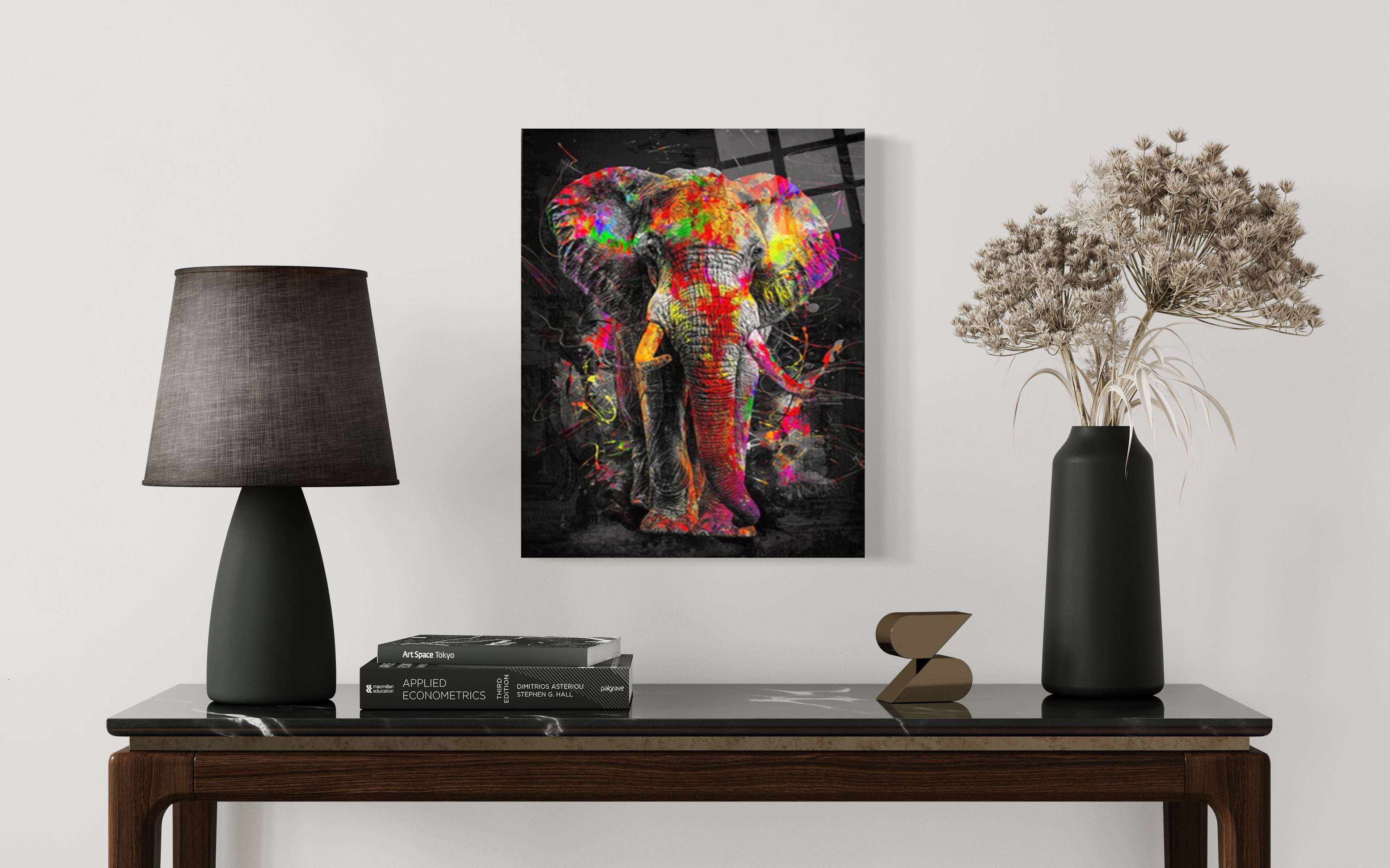 Abstrakte Wandkunst mit Elefanten
