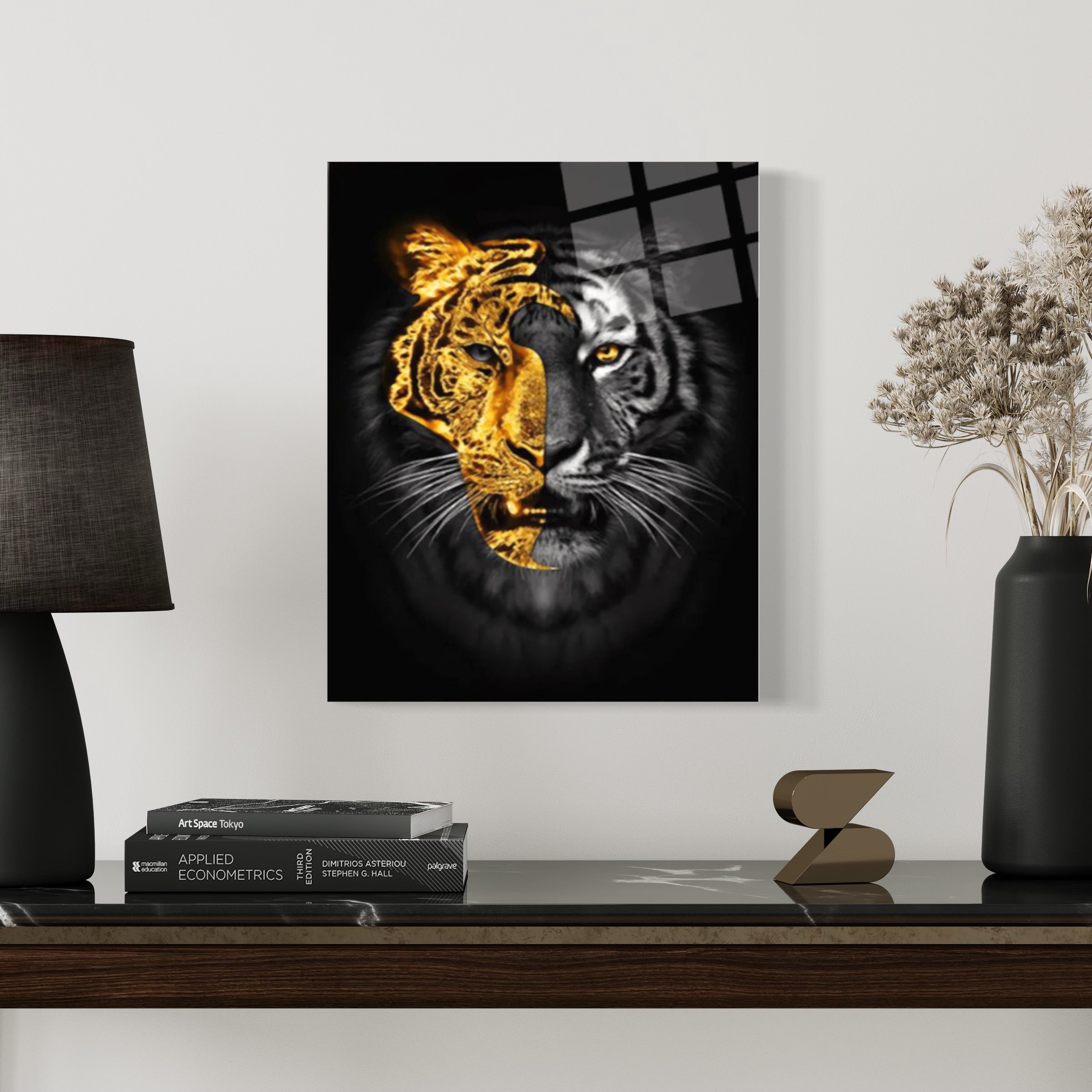 Goldene und schwarze Tiger-Wandkunst