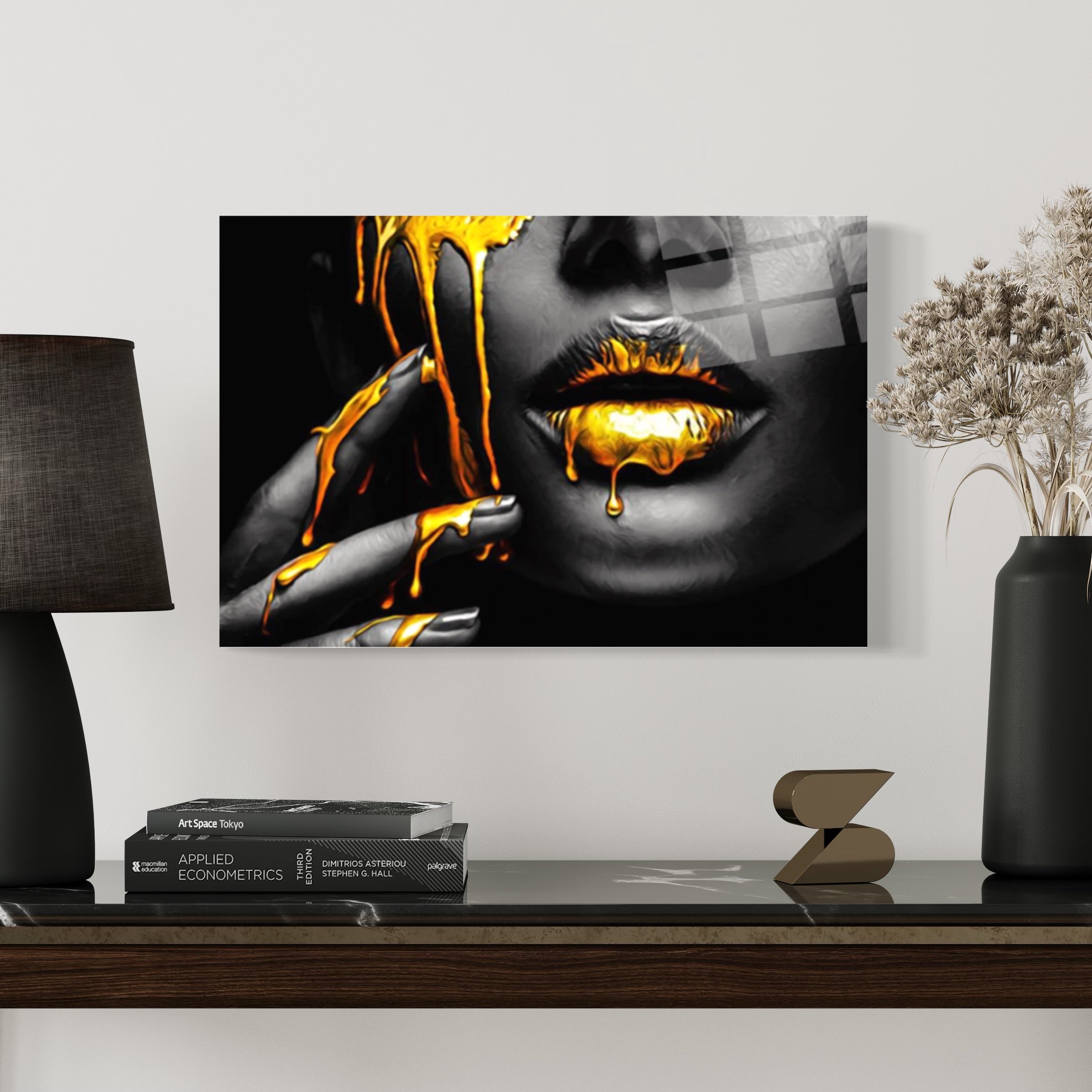 Goldene Lippen Wandkunst