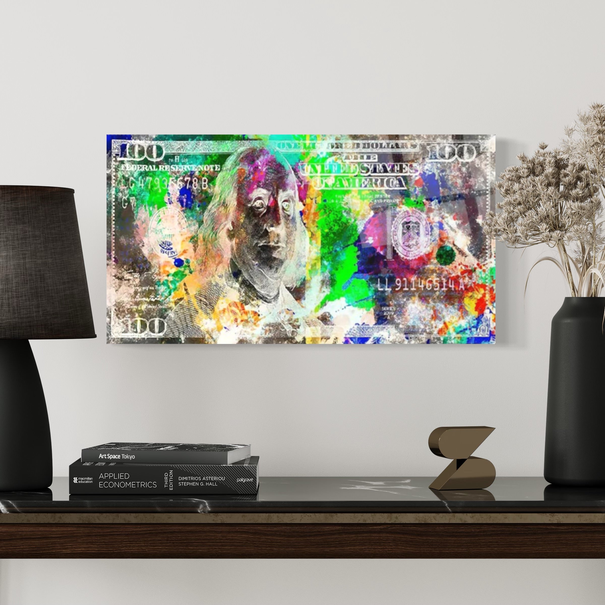 Wandkunst mit negativem Dollarschein