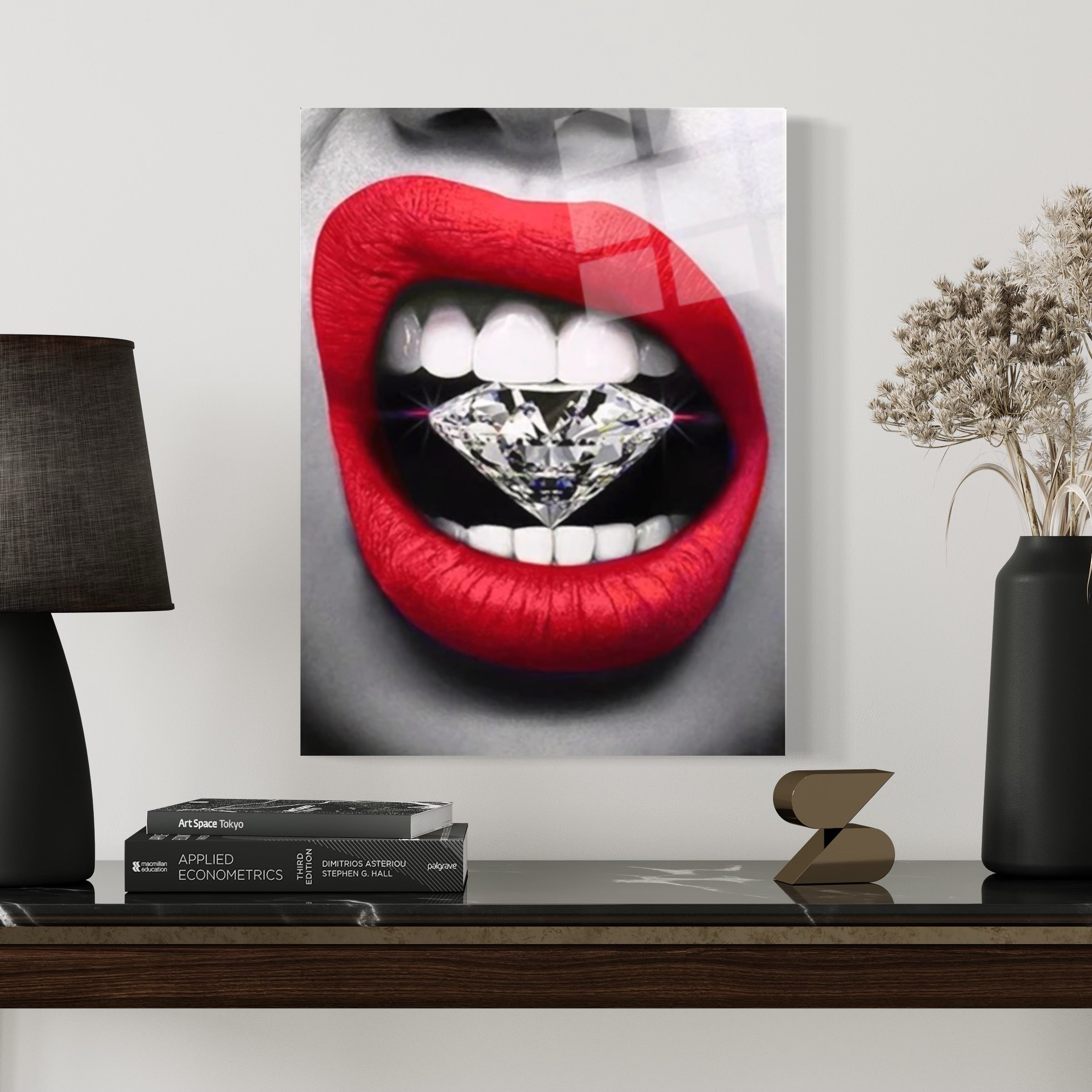 Rote Lippen Diamant-Wandkunst