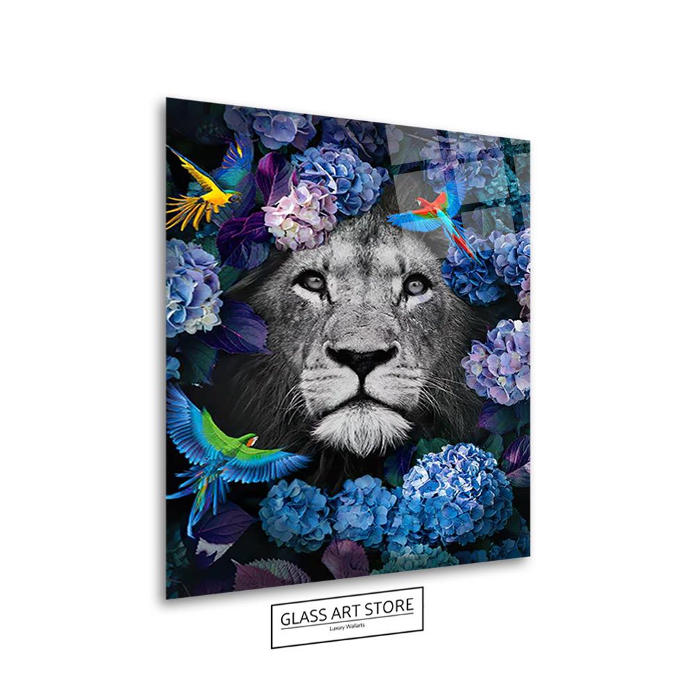 Lion & Flowers 3 Wall Art