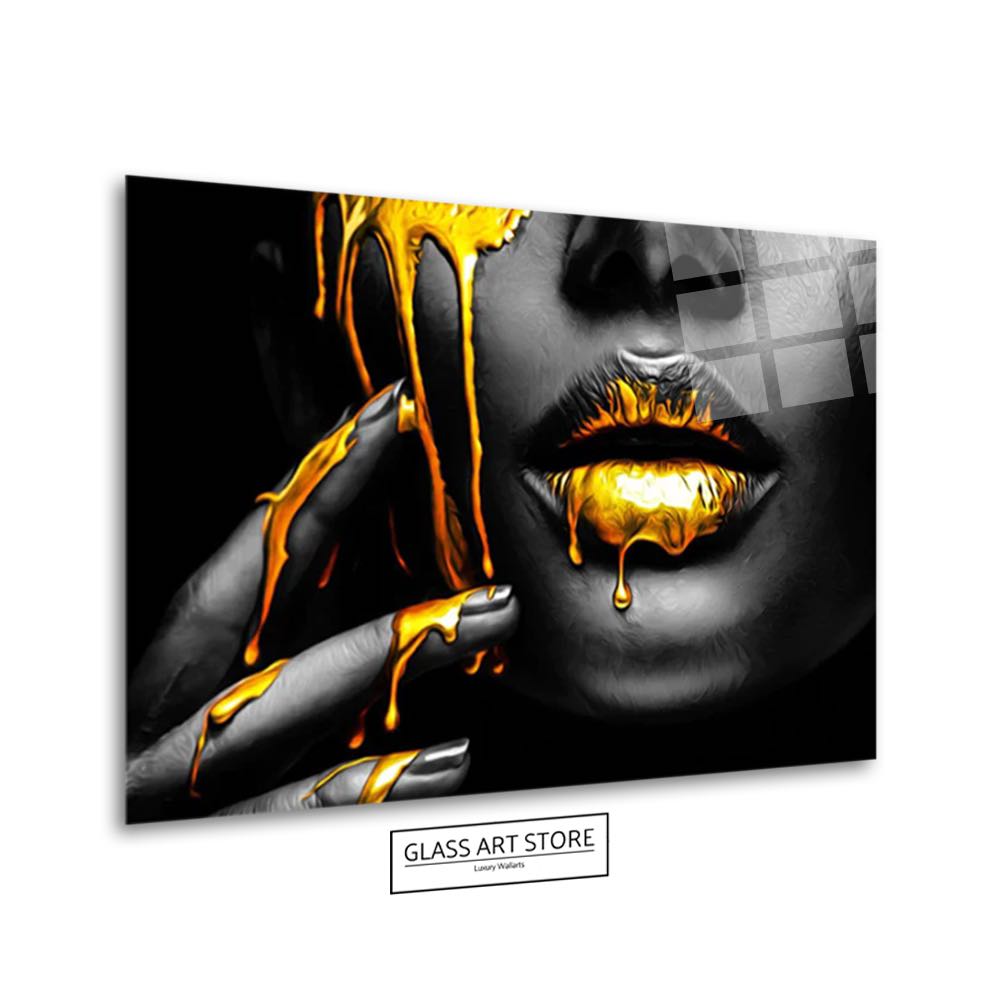 Goldene Lippen Wandkunst