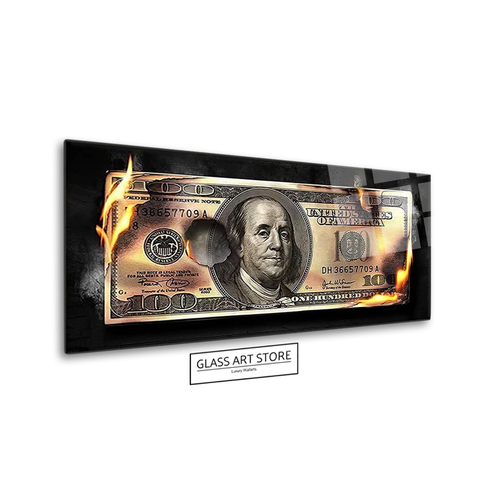 Brennende 100-Dollar-Schein-Wandkunst